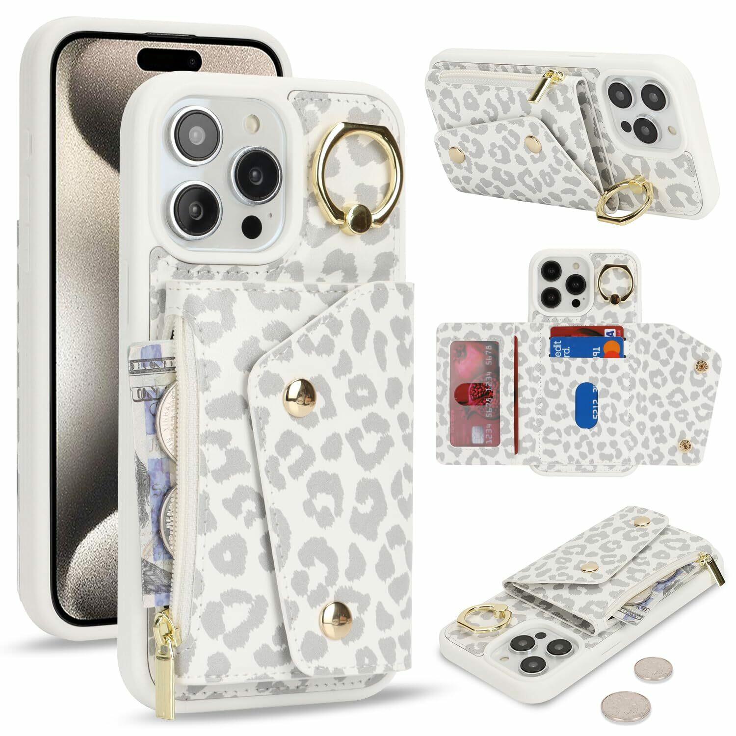 Lipvina for iPhone 15 Pro Max Case Wallet with Card Holder - Zipper PocketCre...