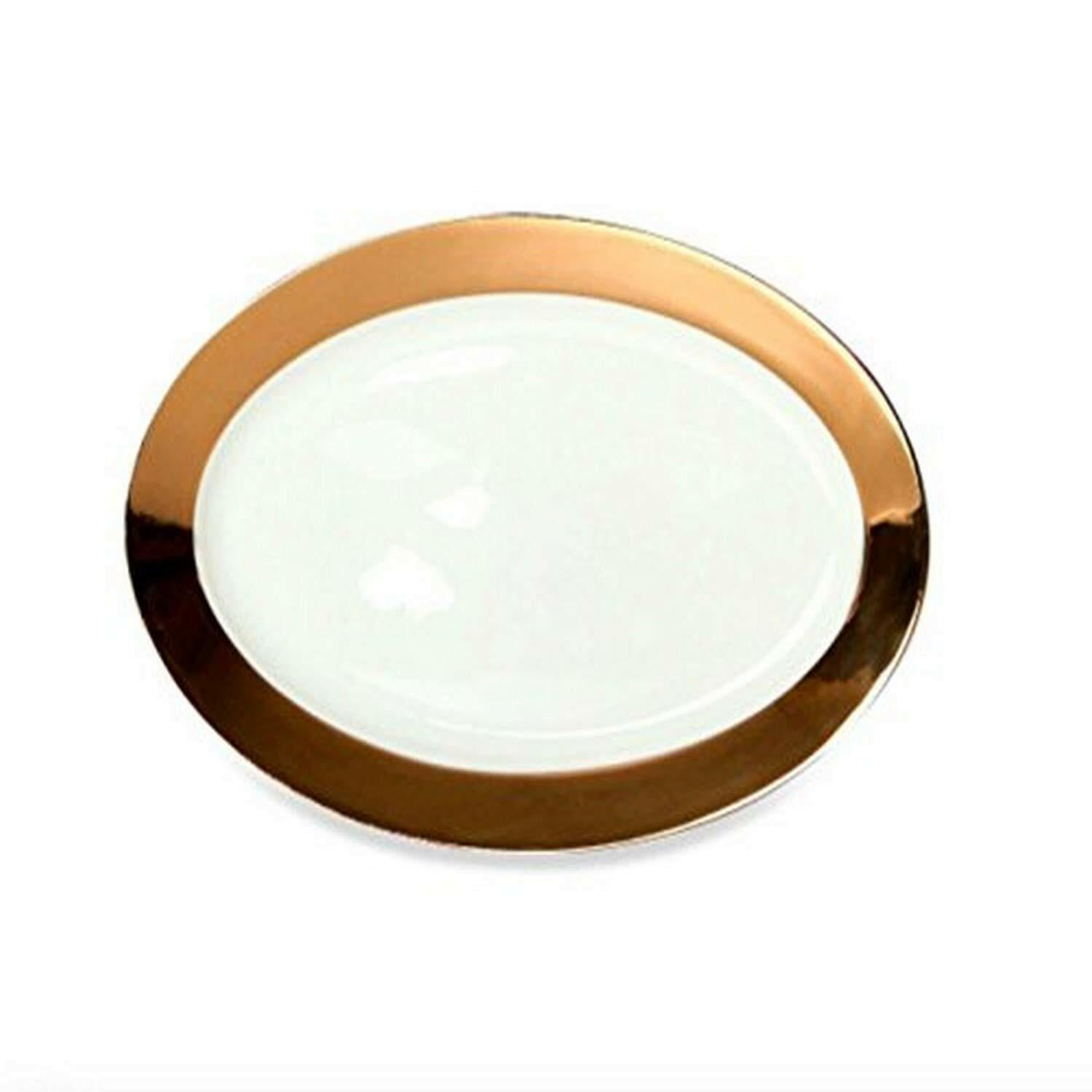 CRU by Darbie Angell Monaco 24kt Oval Platter, Gold/White