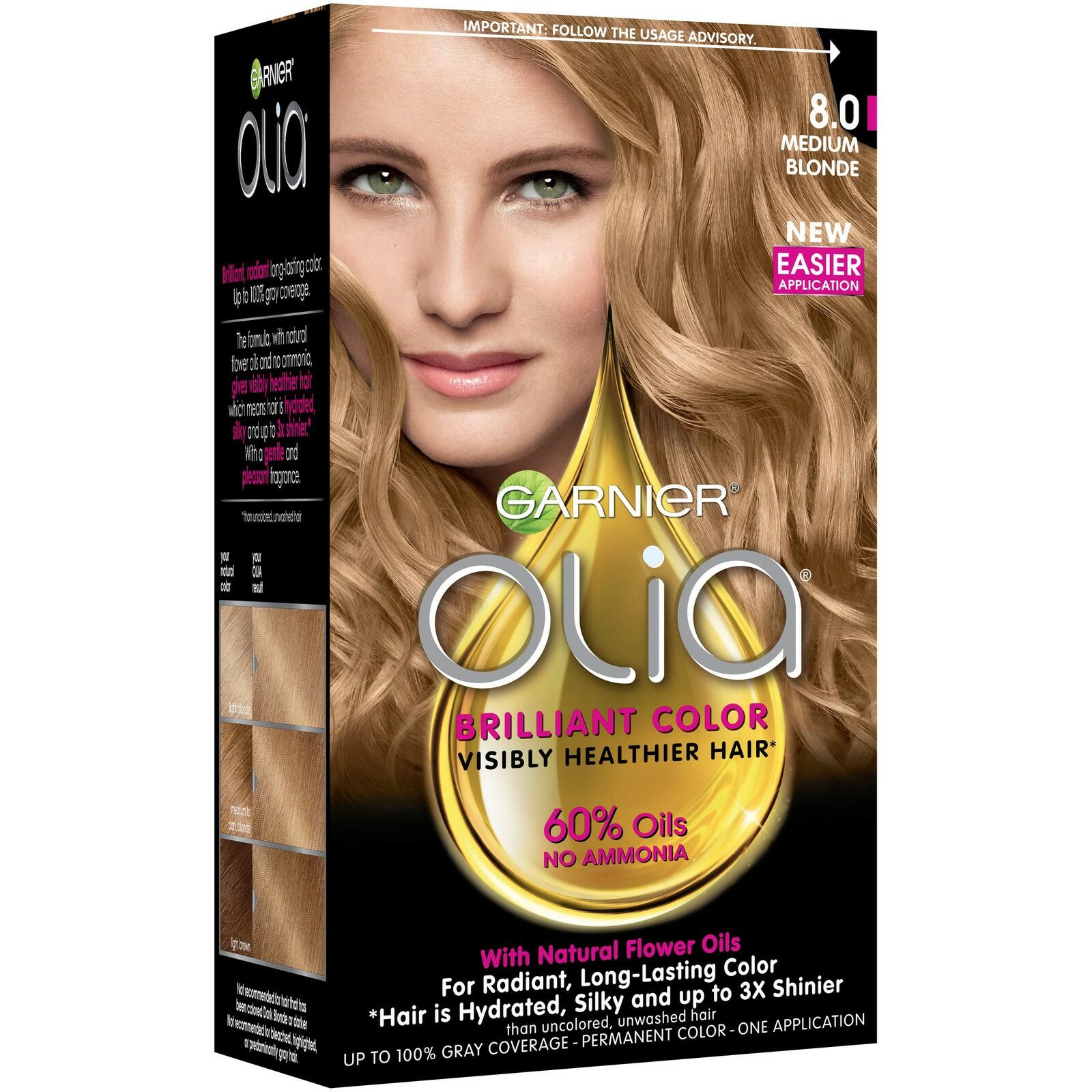 Garnier Olia Ammonia-Free Brilliant Color Oil-Rich Permanent Hair Color, 8.0