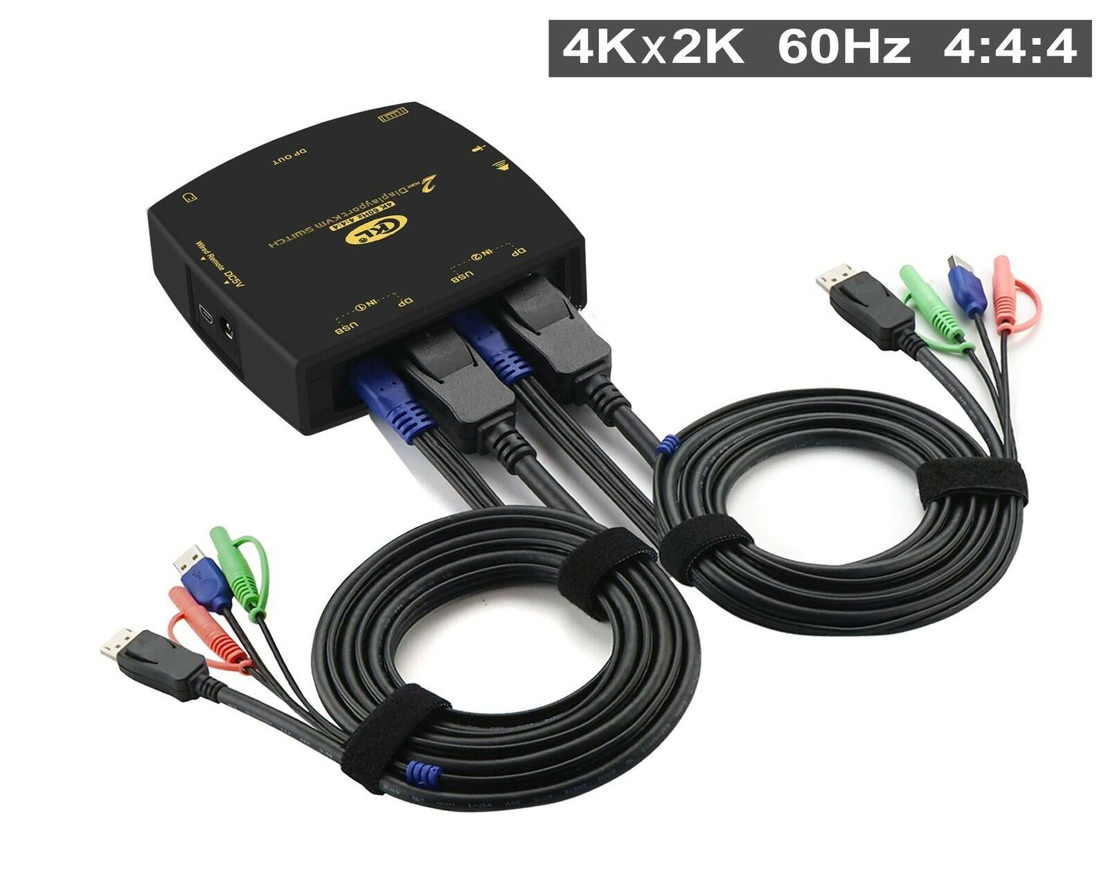 CKL DisplayPort KVM Switch 2 Port with Cables 4K@60Hz 4:4:4 321DP