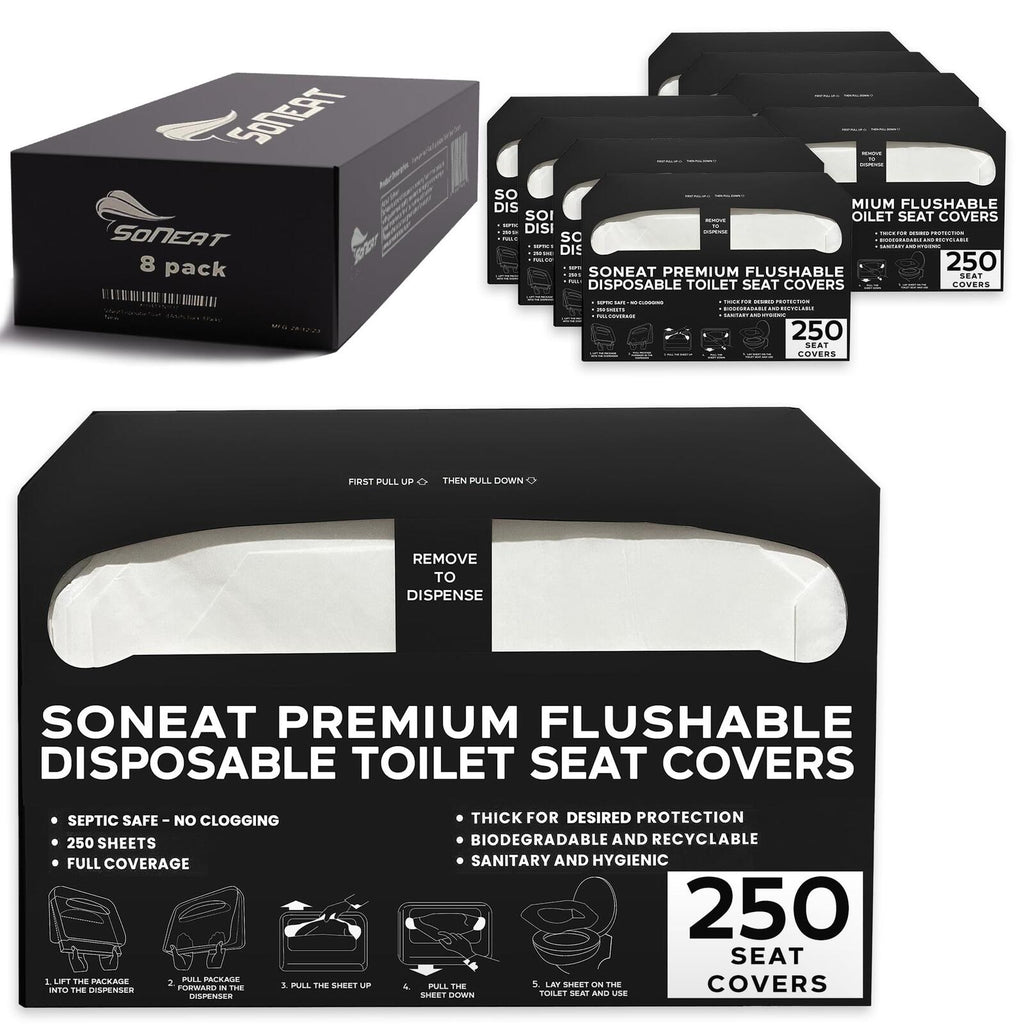 SoNeat Disposable Toilet Seat Cover- 2000 Sheets of XL Half-Fold Flushable Paper