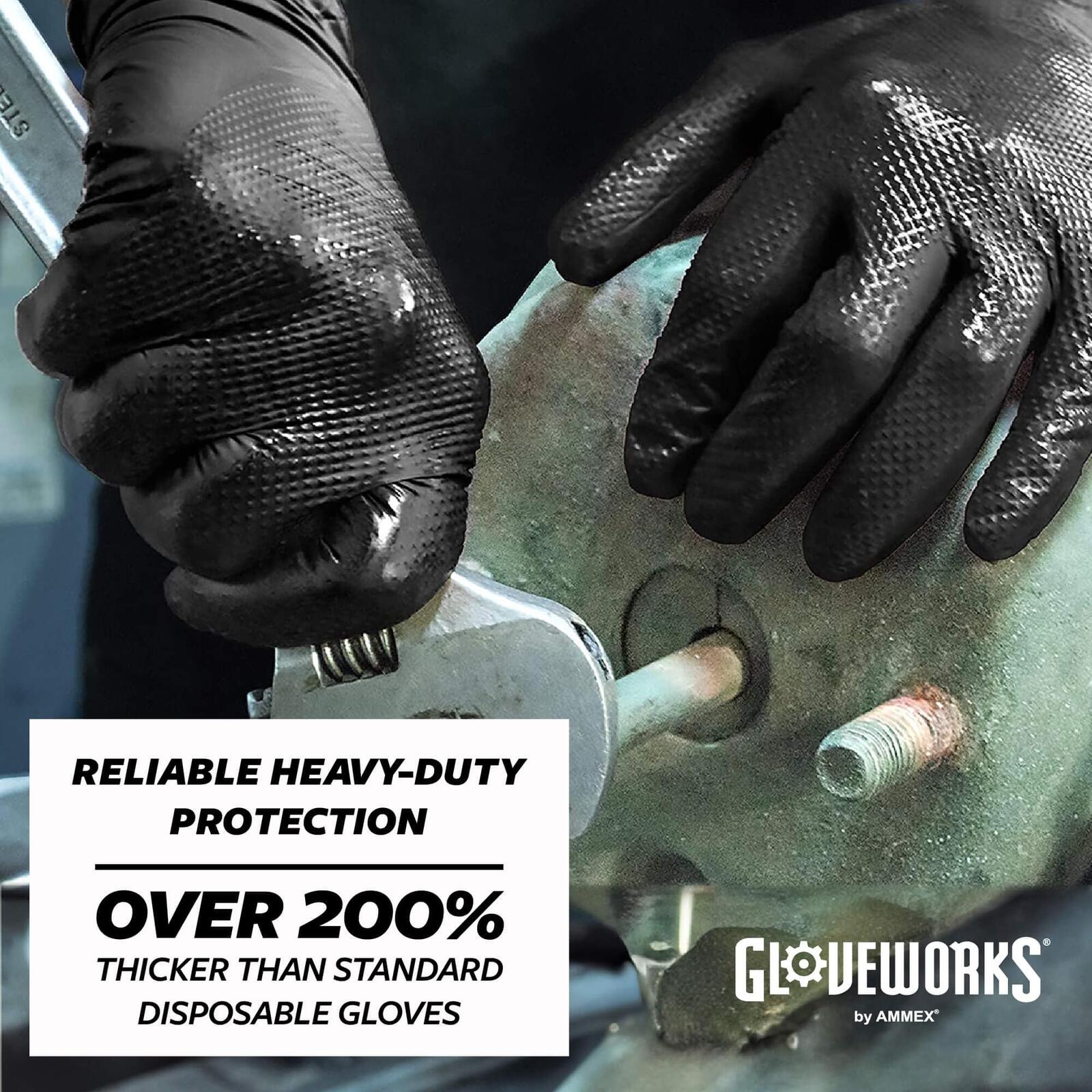 GLOVEWORKS HD Black Nitrile Industrial Disposable Gloves, 6 Mil, Latex-Free,M
