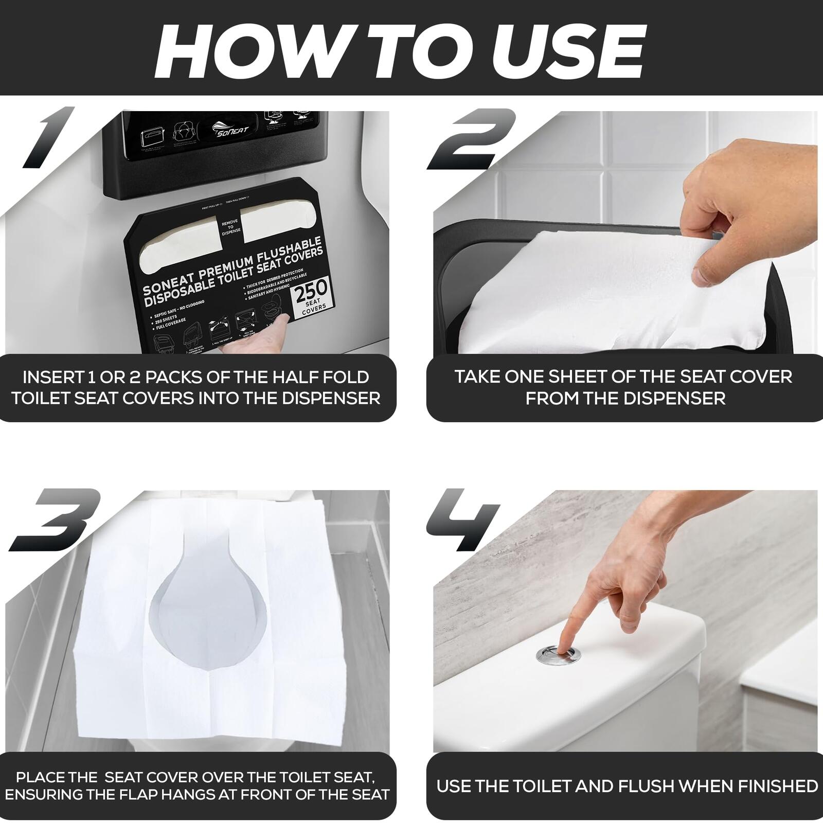 SoNeat Disposable Toilet Seat Cover- 2000 Sheets of XL Half-Fold Flushable Paper