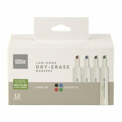 Office Depot Low-Odor Dry-Erase Markers  Chisel Point  Assorted  Pack Of 12
