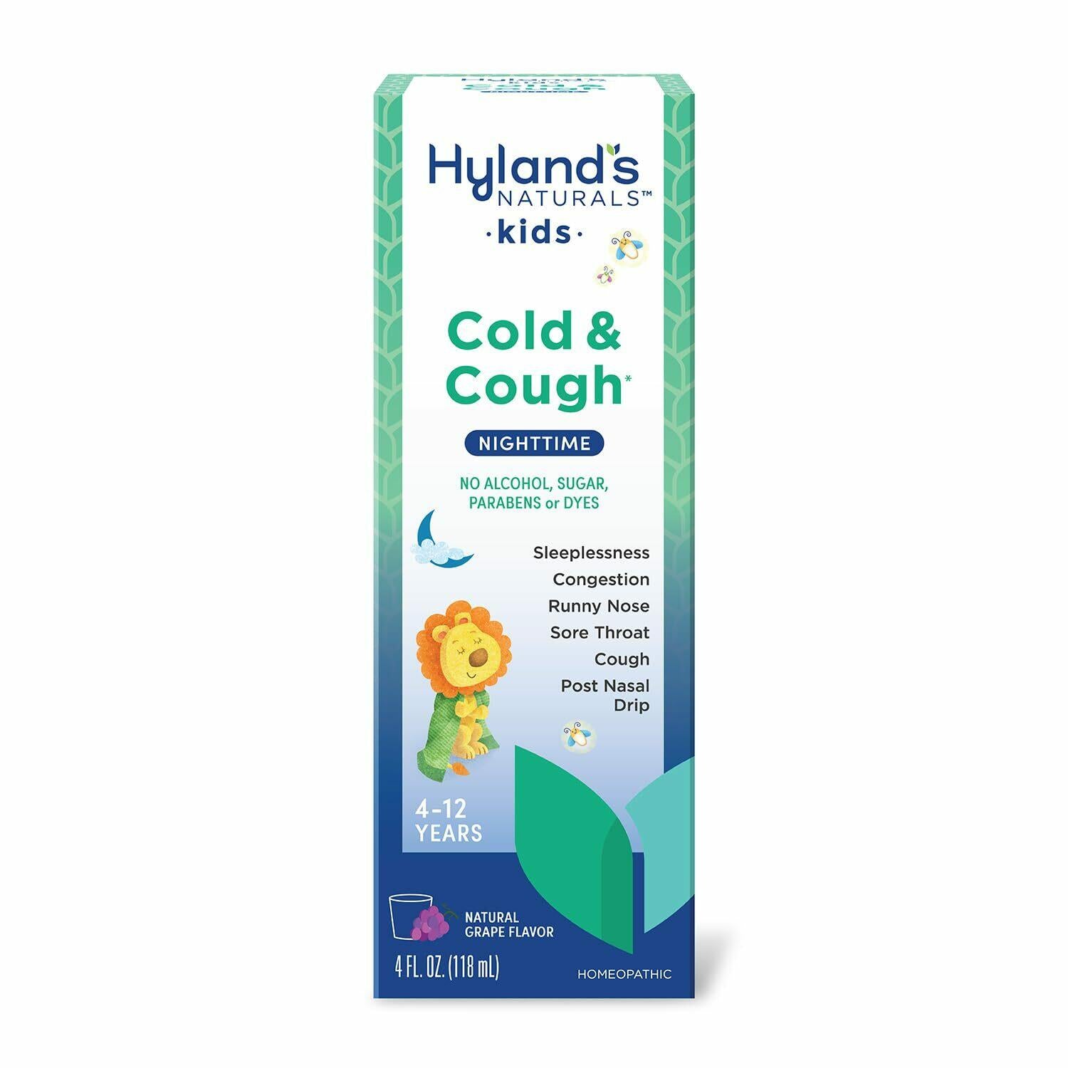 Hyland's Kids Cold and Cough, Nighttime Grape Cough Syrup Medicine for Kids Ages