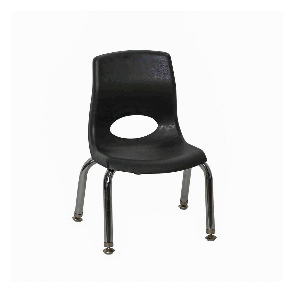 Children’s Factory MyPosture 8" H Chair, 4 Pack, Black with Chrome Legs,