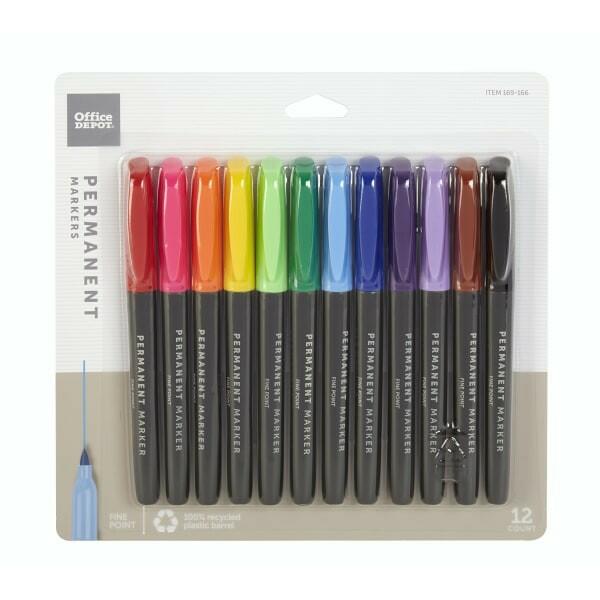 Office Depot® Brand Permanent Markers, Fine Point, 100% Recycled Plastic Barrel,