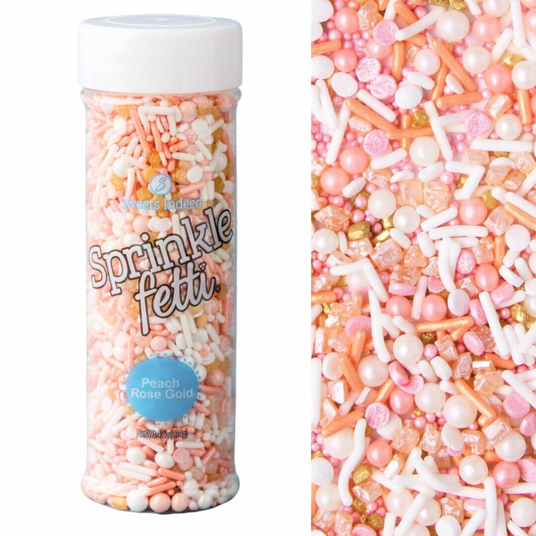 Sweets Indeed Sprinkles, Peach Rose Gold Edible Sprinkle Mix, Perfect for Cake