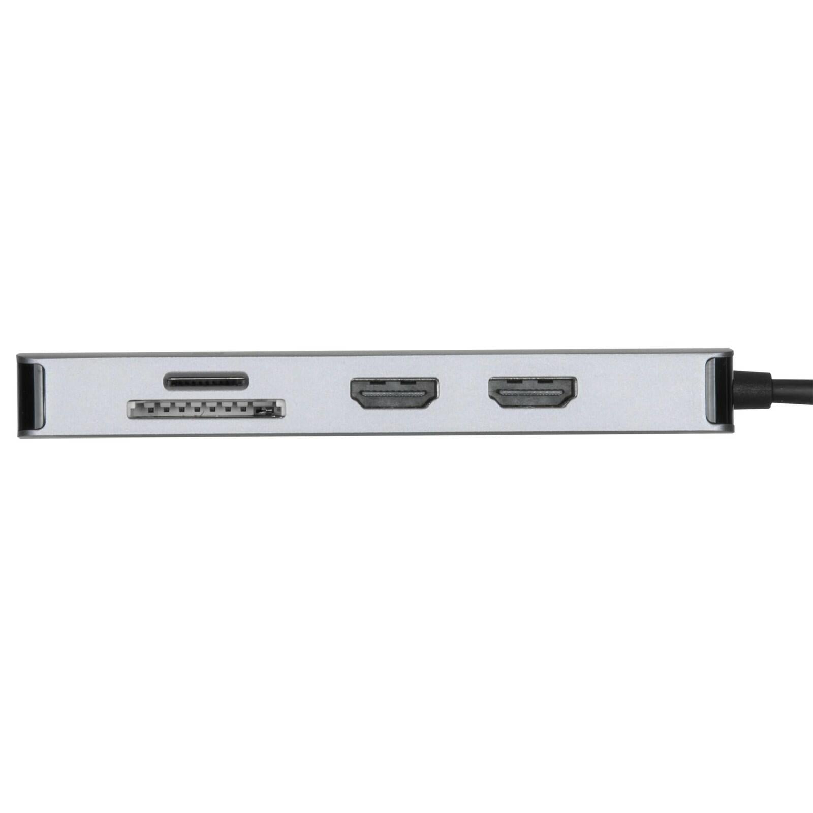 Targus® USB-C Dual HDMI™ Travel Dock, 4-1/2"H x 3"W x 7/8"D, Silver, DSU200TT