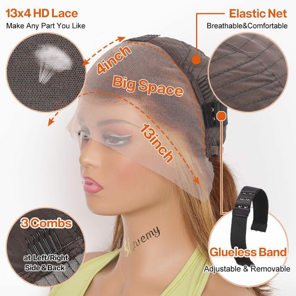 Highlight Bob Wig Human Hair 13x4 HD Lace Front Wigs Human Hair Pre Plucked H...