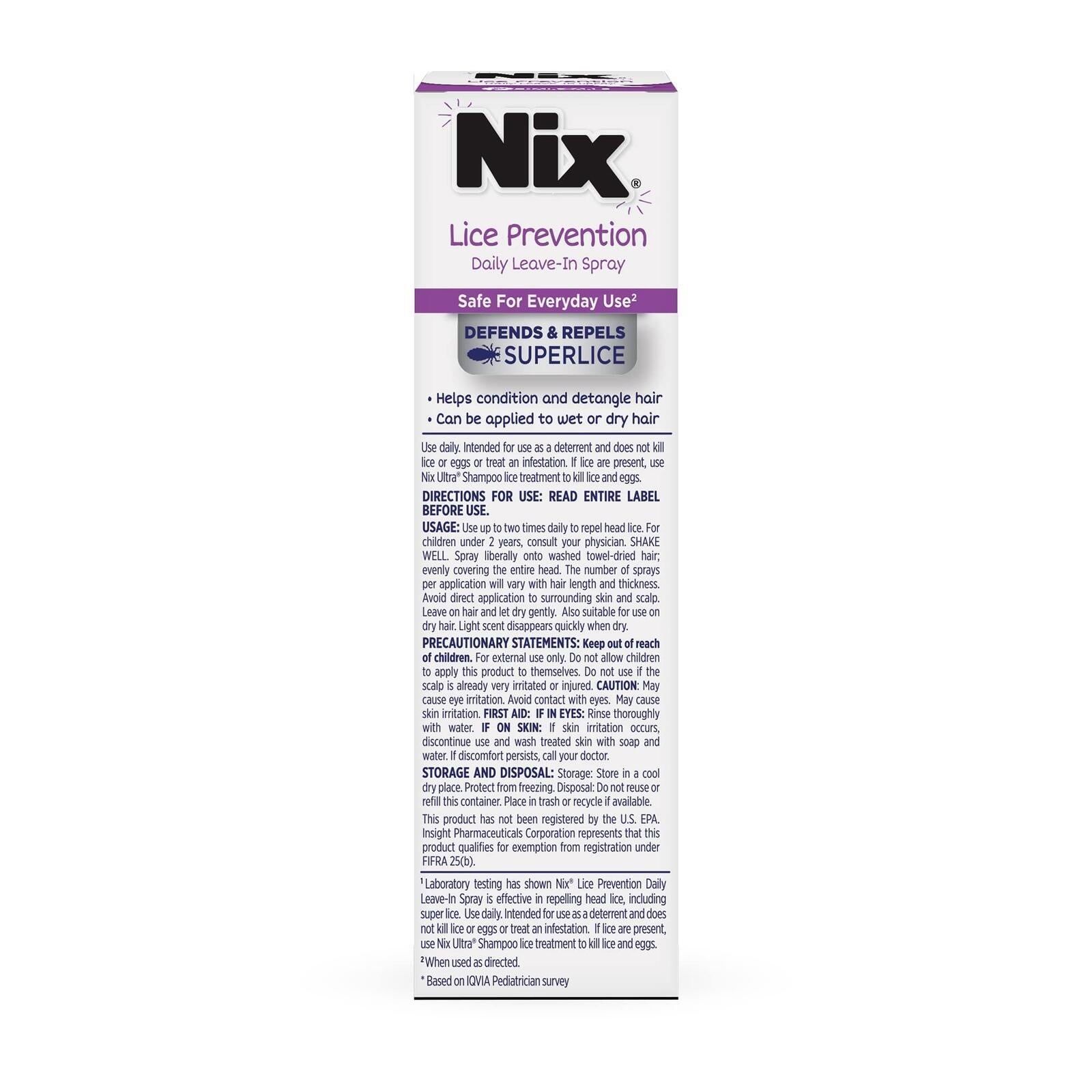 Nix Lice Prevention Spray for Kids, A Daily Leave-In Conditioning Spray to Repel