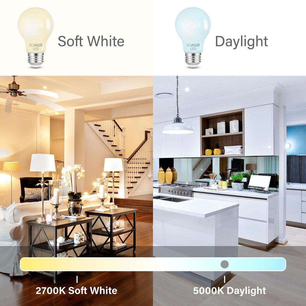 Sigalux Dimmable E26 LED Light Bulb, 60W Equivalent, Energy Star Certified
