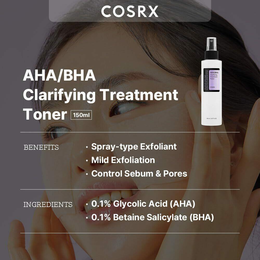 COSRX AHA/BHA Treatment Toner 5.07 fl.oz/ 150ml, Facial Exfoliating Spray for