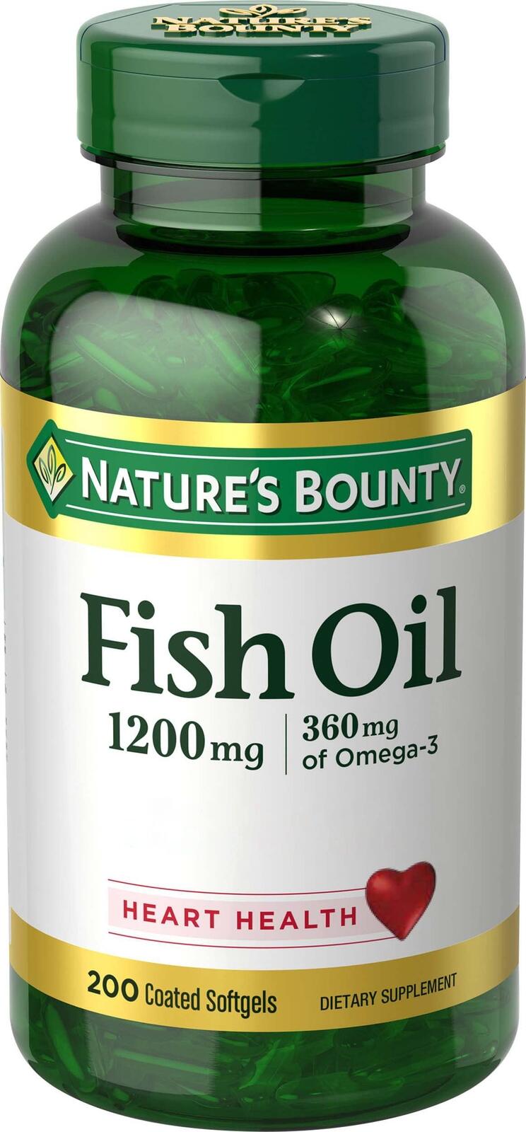 Nature's Bounty Fish Oil, Supports Heart Health, 1200 Mg, 360mg Omega-3, 200