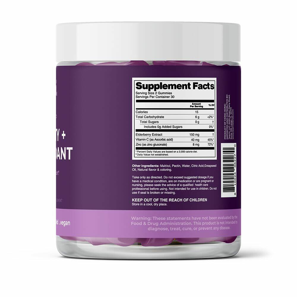 Teami Elderberry Vitamin C and Zinc Gummies for Men and Women - Sambucus