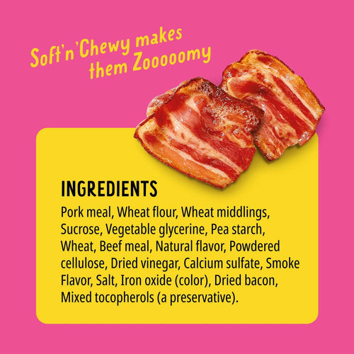 Bonkers Zoomers Soft & Chewy Smoky Bacon Flavor Dog Treats, Training Treats or