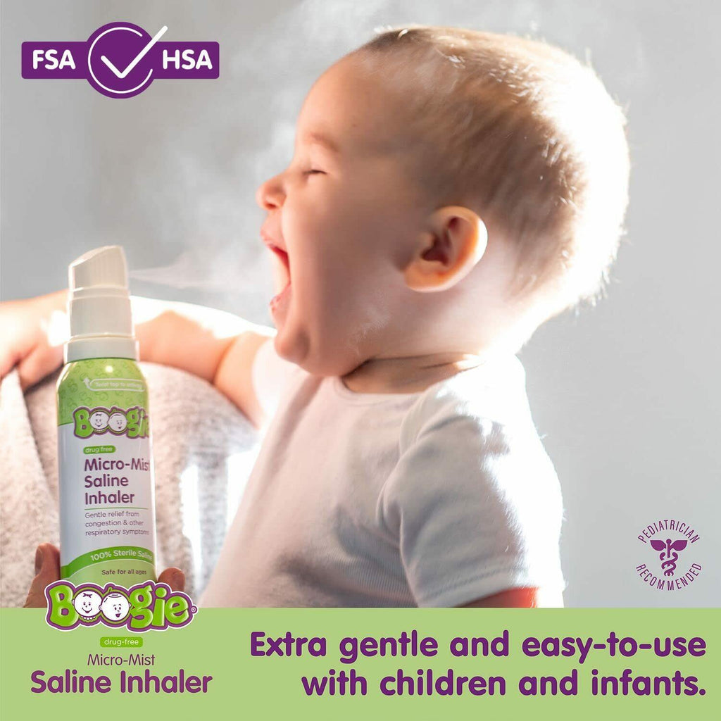 Boogie Micro-Mist Saline Inhaler, Baby Nose Congestion Relief, Nasal Spray for