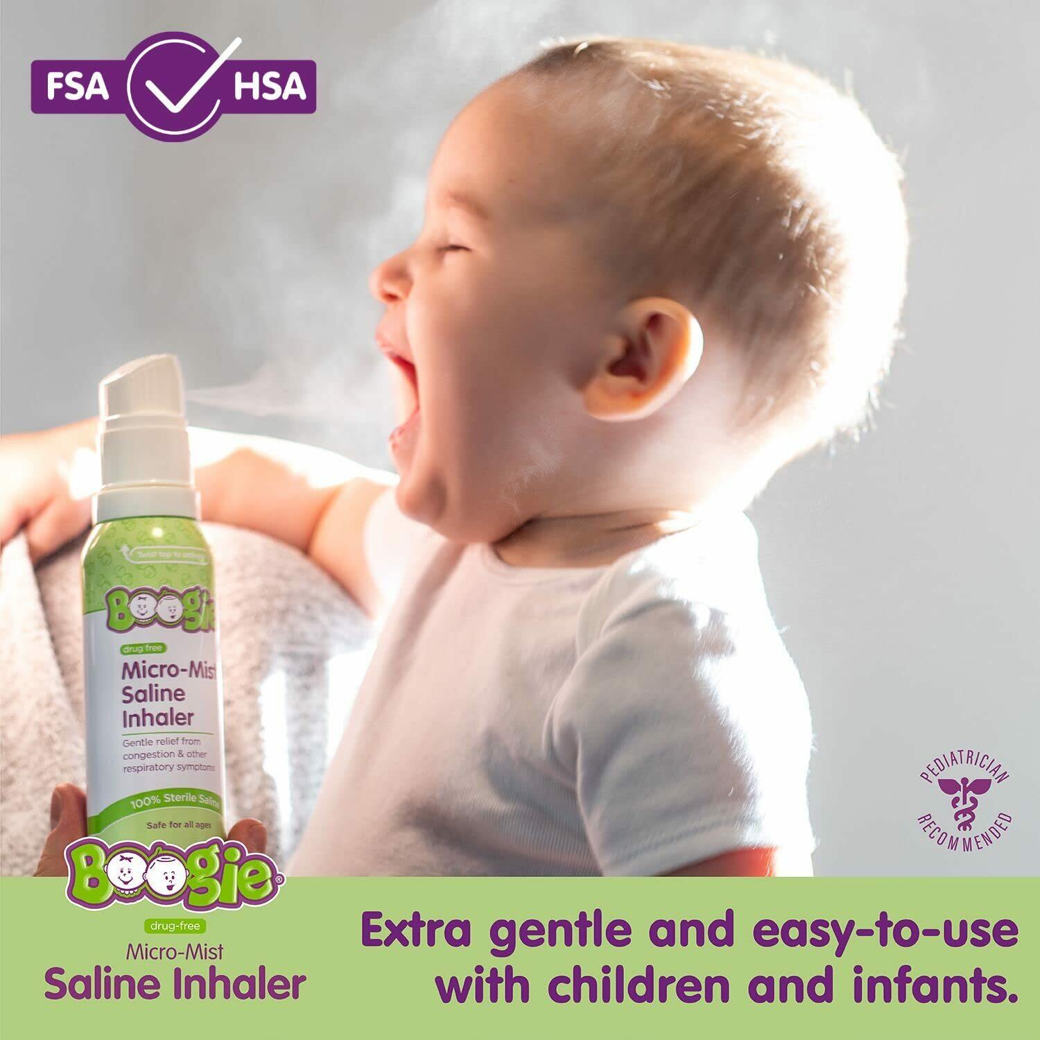 Boogie Micro-Mist Saline Inhaler, Baby Nose Congestion Relief, Nasal Spray for