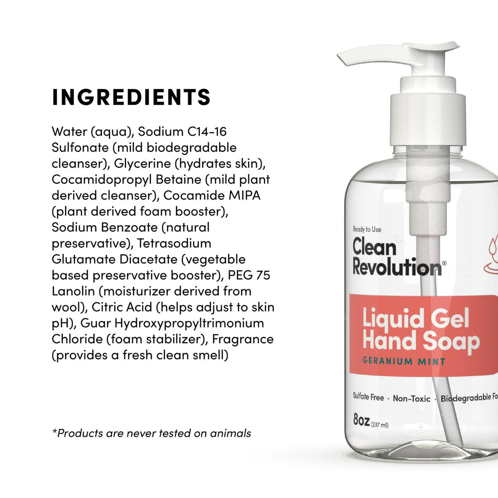 Clean Revolution Liquid Gel Hand Soap Silky Rich Liquid Quick Lather Fast Rin...