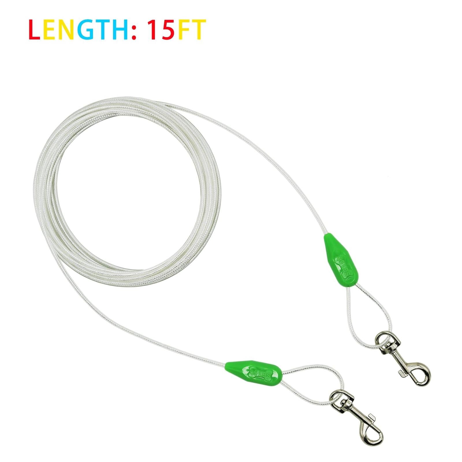 Petest 30ft Reflective Tie-Out Cable for Large Dogs Up to 90 Pounds