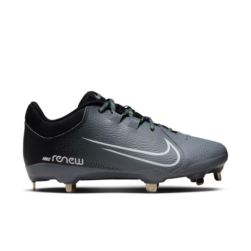 Nike Women's Hyperdiamond 4 Pro Metal Softball Cleats, Black/White/Grey, Sz-9.5