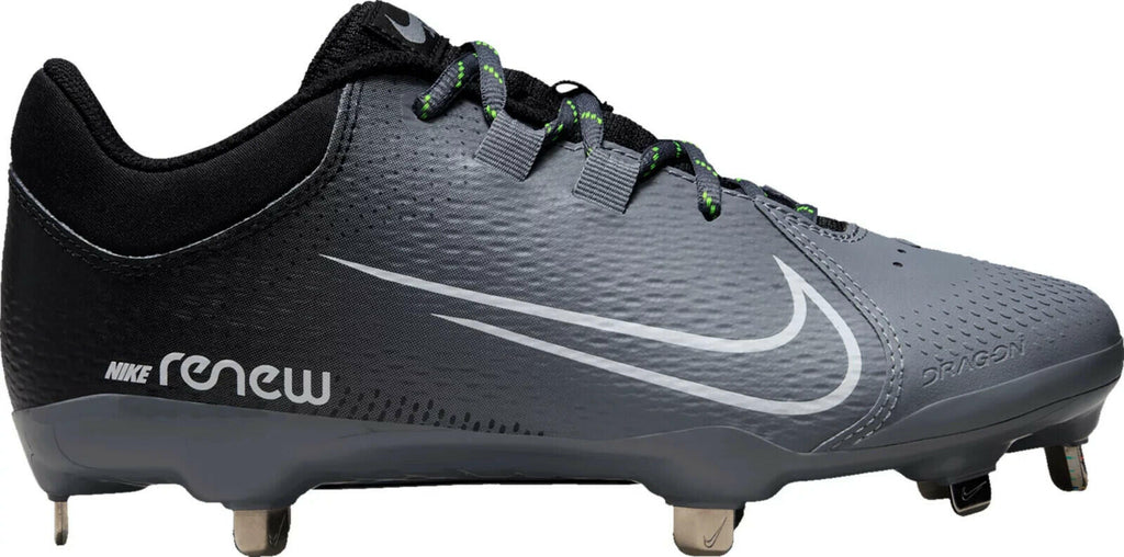 Nike Women's Hyperdiamond 4 Pro Metal Softball Cleats, Black/White/Grey, Sz-9.5