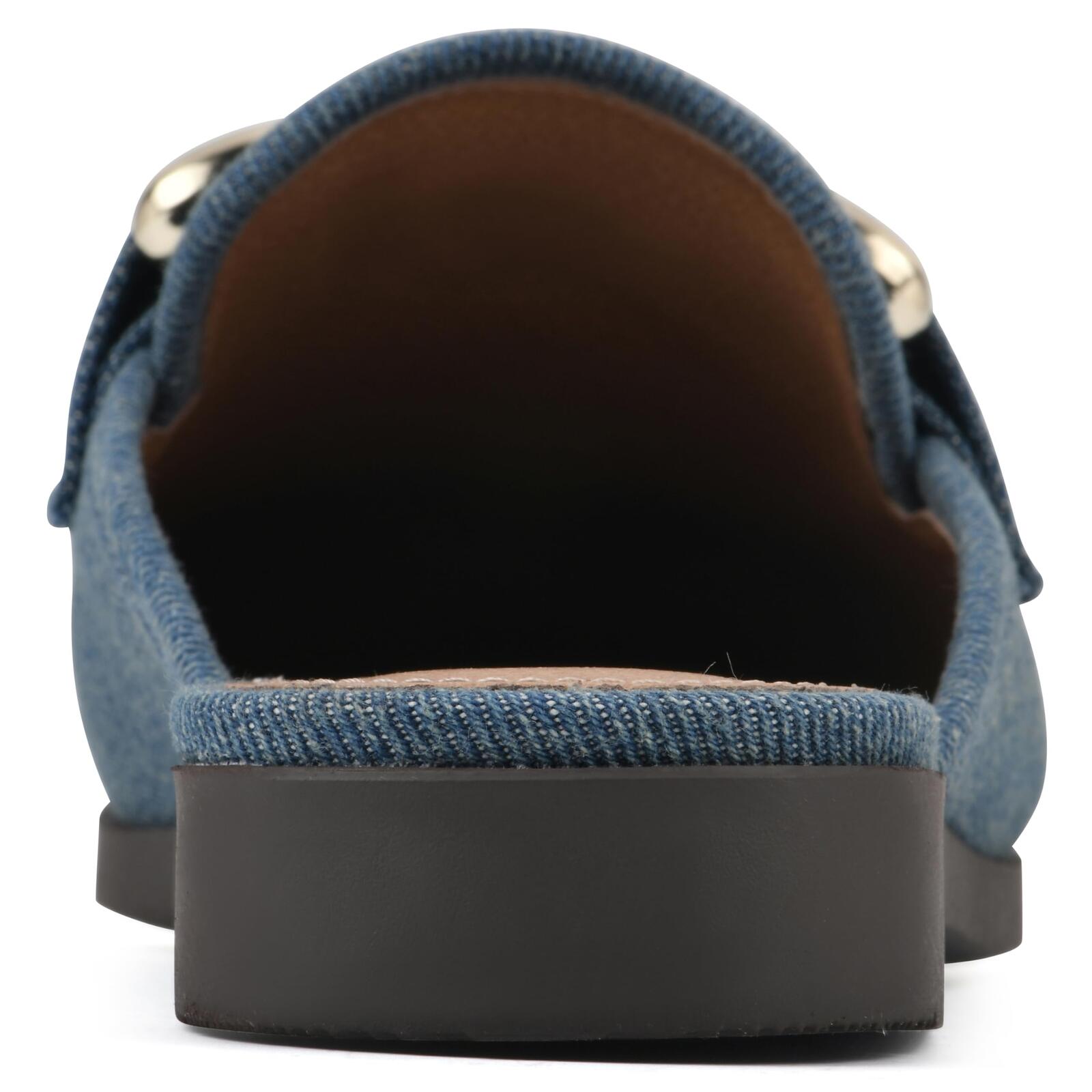 WHITE MOUNTAIN Women's Castor Moc Toe Mule, Vintage.Blue/Fabric, 9.5 M
