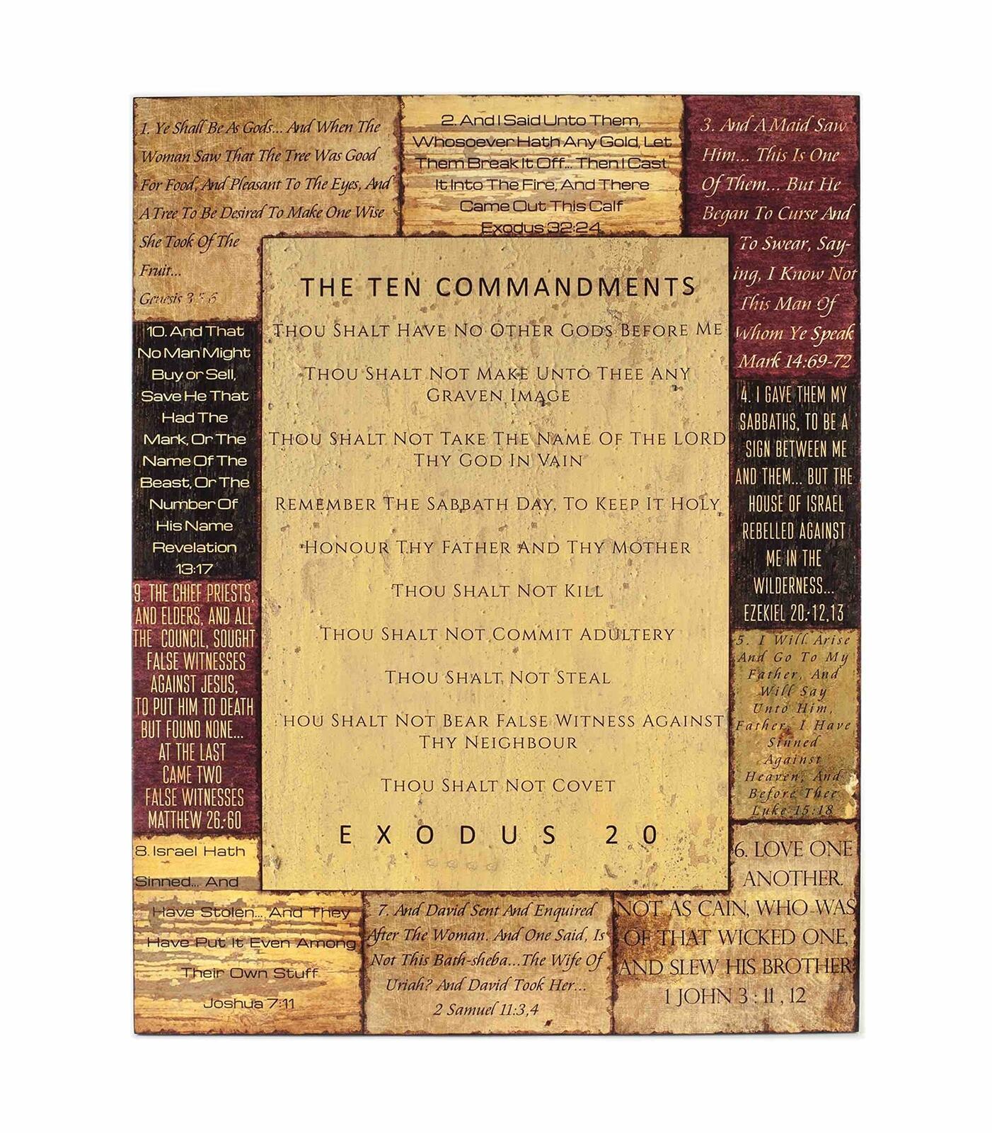 Kingdomware Wood Ten Commandments 24.25 x 31.5 x 1.5 Inch Christian Home Decor