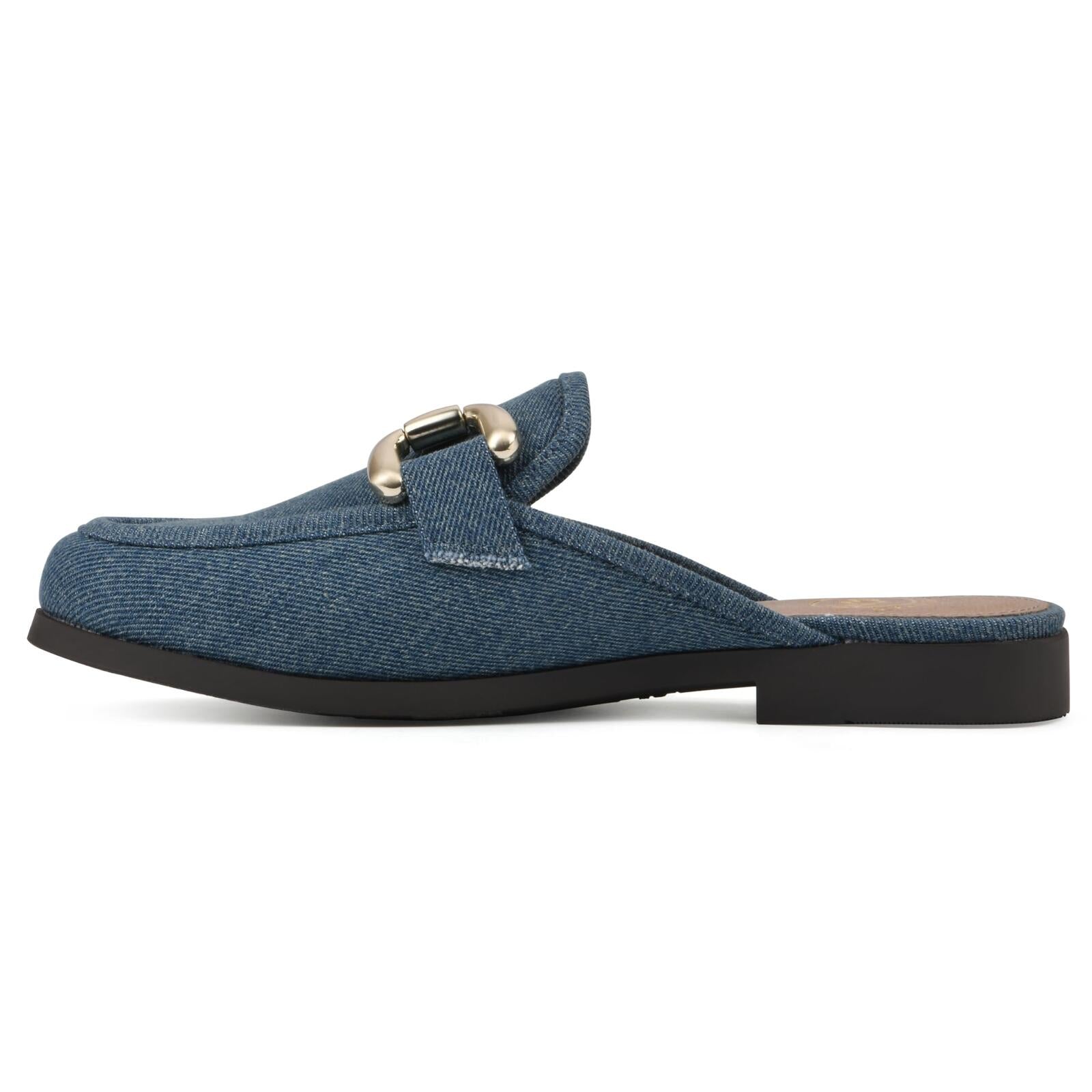 WHITE MOUNTAIN Women's Castor Moc Toe Mule, Vintage.Blue/Fabric, 9.5 M