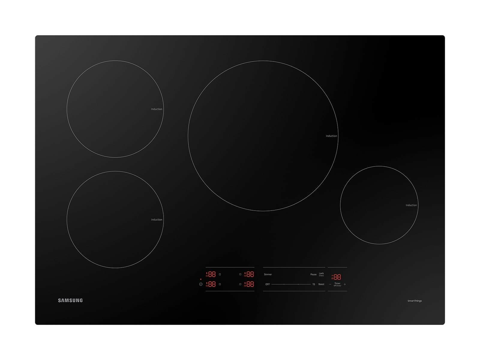 SAMSUNG 30" Built In Smart Induction Cooktop with Wi-Fi, 4 Elements, Black,