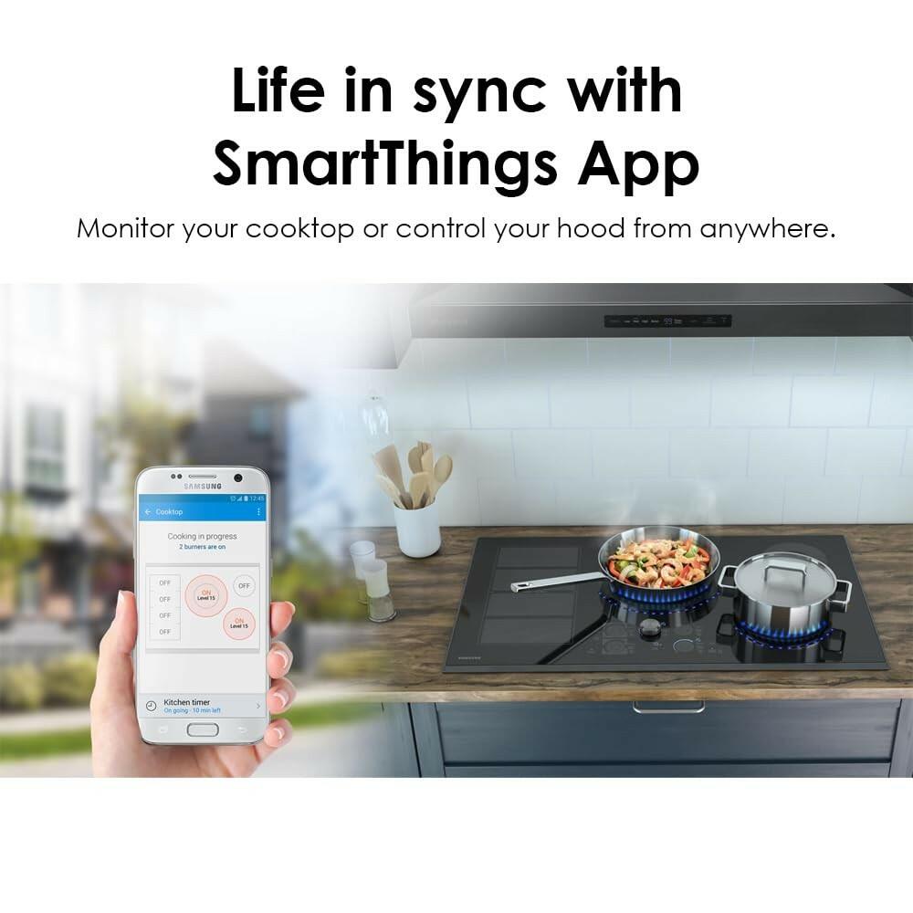 SAMSUNG 30" Built In Smart Induction Cooktop with Wi-Fi, 4 Elements, Black,