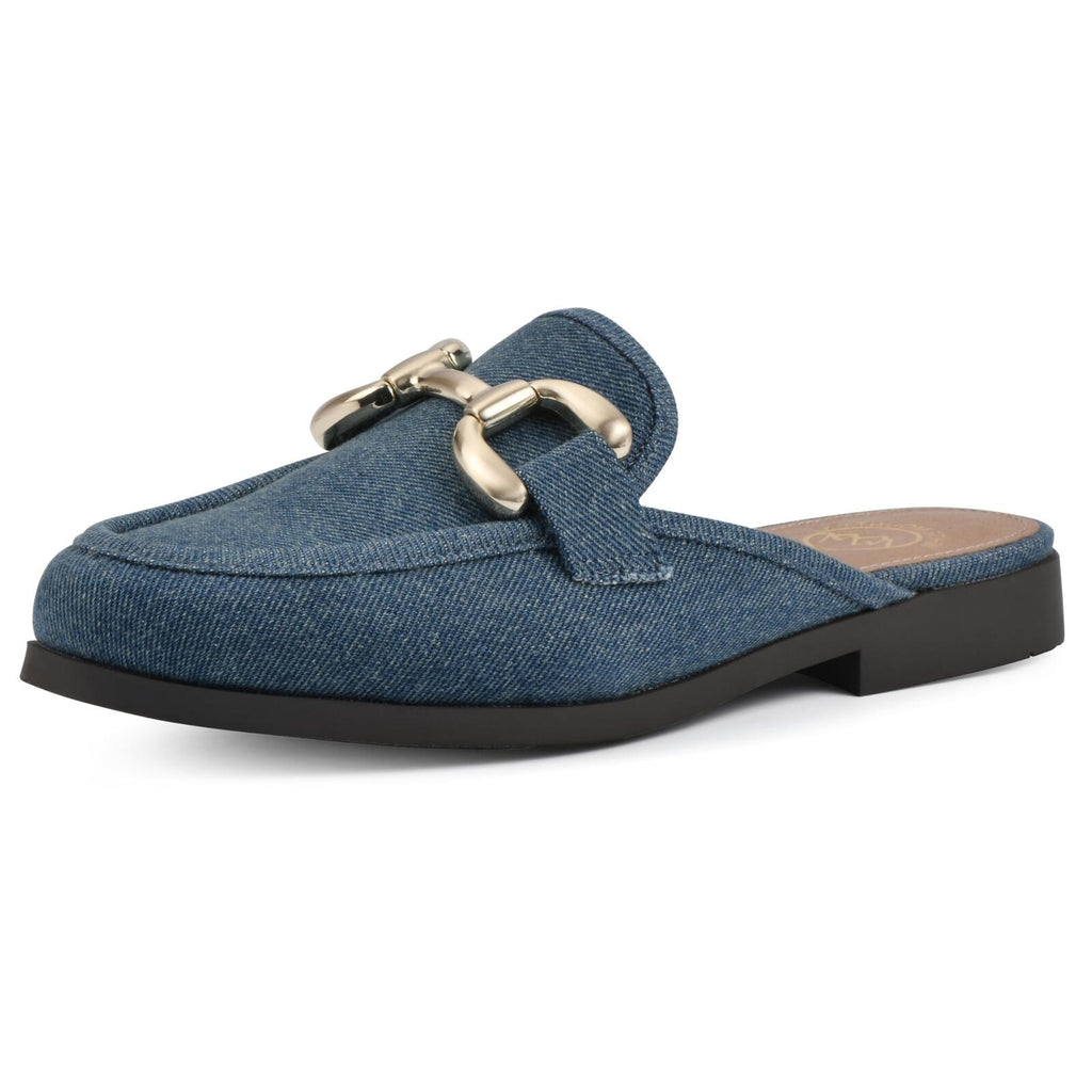 WHITE MOUNTAIN Women's Castor Moc Toe Mule, Vintage.Blue/Fabric, 9.5 M