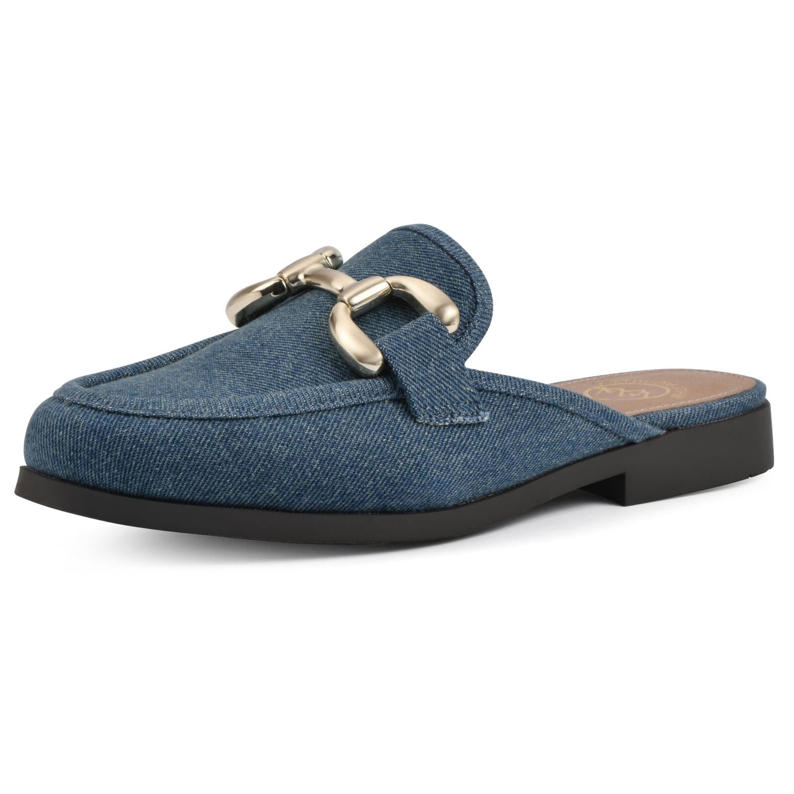 WHITE MOUNTAIN Women's Castor Moc Toe Mule, Vintage.Blue/Fabric, 9.5 M