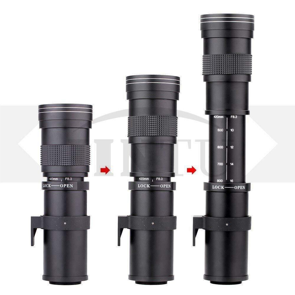 JINTU 420-800mm f/ 8.3 Manual Telephoto Zoom Lens + T-Mount for Canon EOS Rebel