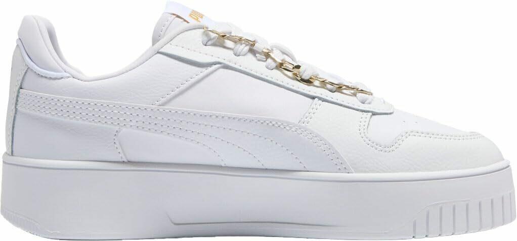PUMA Women's Carina Street Shoes Sneaker, White-White-Metallic Gold, 9