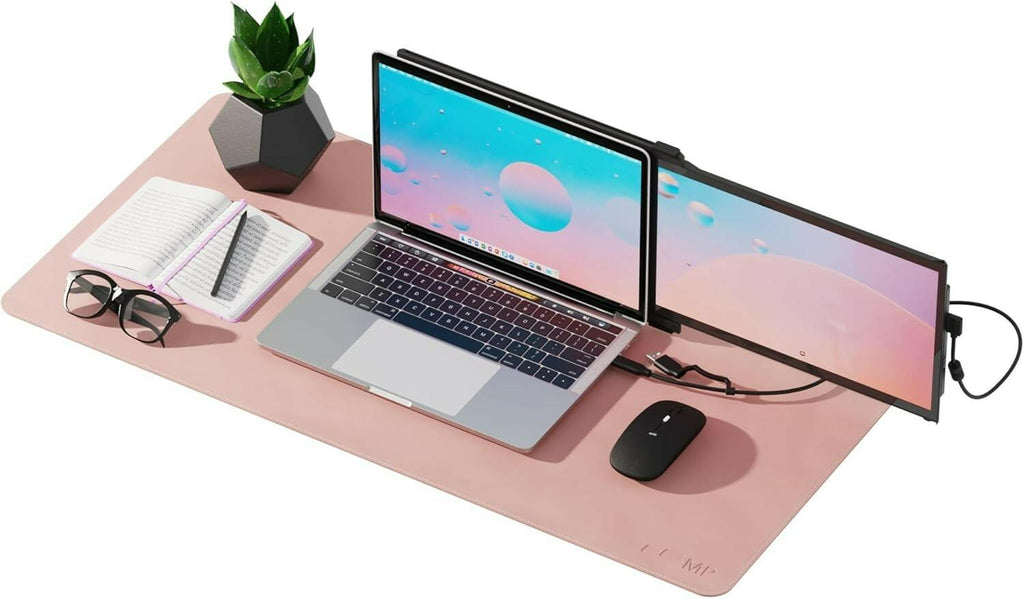 Mobile Pixels Large Desk Mat 31.5" x 15.75" Coral Pink PU Leather Non-Slip