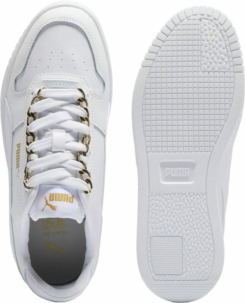 PUMA Women's Carina Street Shoes Sneaker, White-White-Metallic Gold, 9