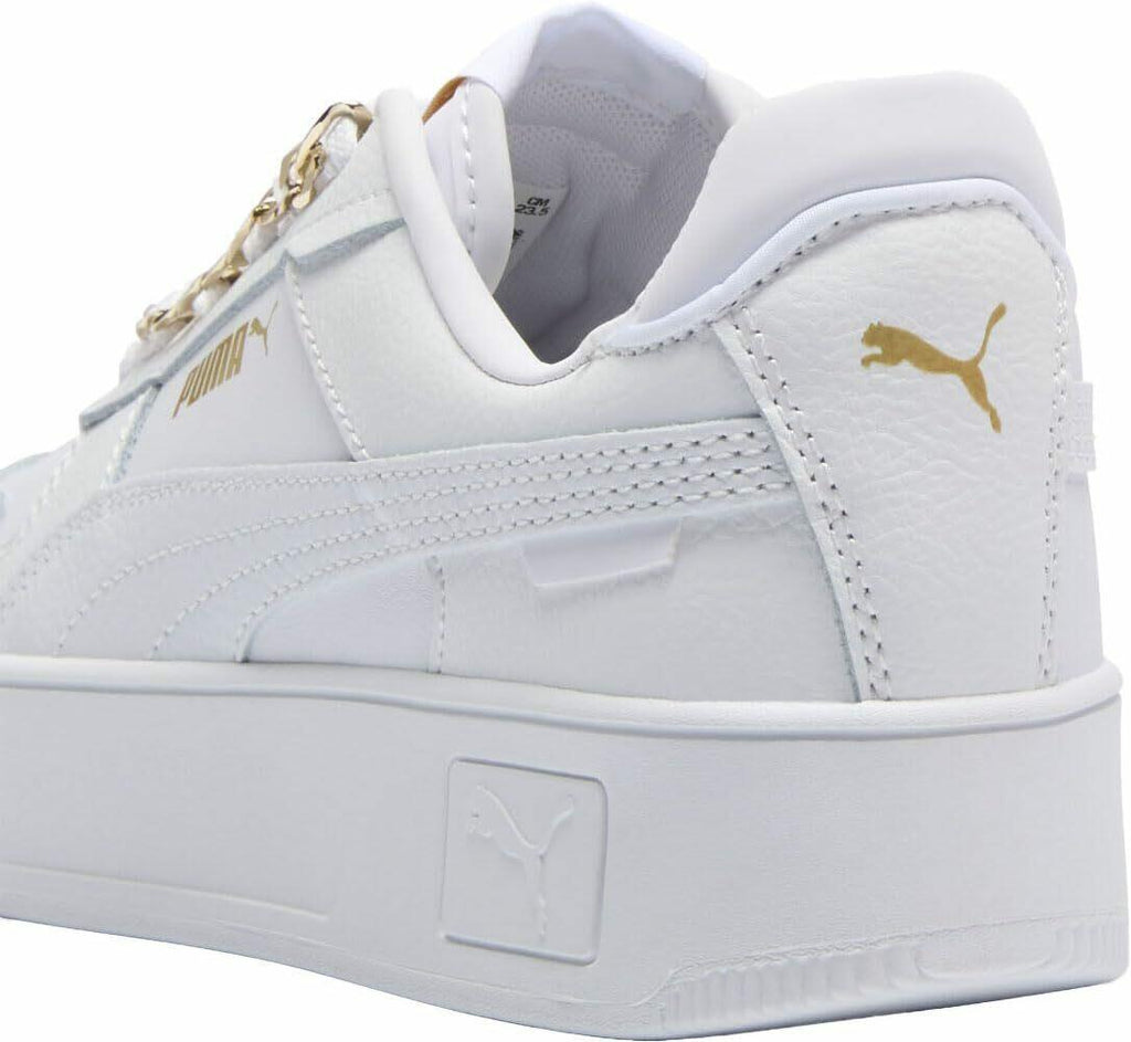 PUMA Women's Carina Street Shoes Sneaker, White-White-Metallic Gold, 9