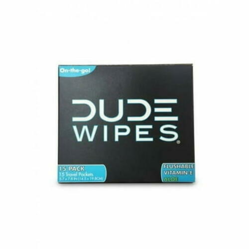 Dude Wipes Travel Packets Flushable Single Wipes, Unscented, 15 Travel Packets