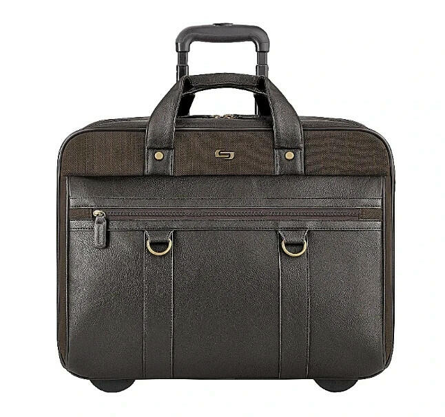 Solo New York Executive Rolling Laptop Case 17.3" Brown Olive Briefcase Bag