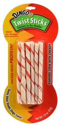 Dingo Twist Sticks Rawhide Chew with Chicken in The Middle 6" Long (10 Pack) -