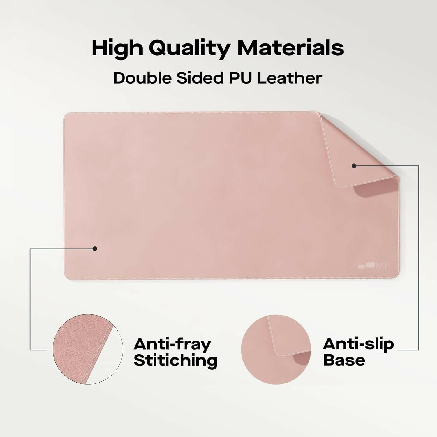 Mobile Pixels Large Desk Mat 31.5" x 15.75" Coral Pink PU Leather Non-Slip