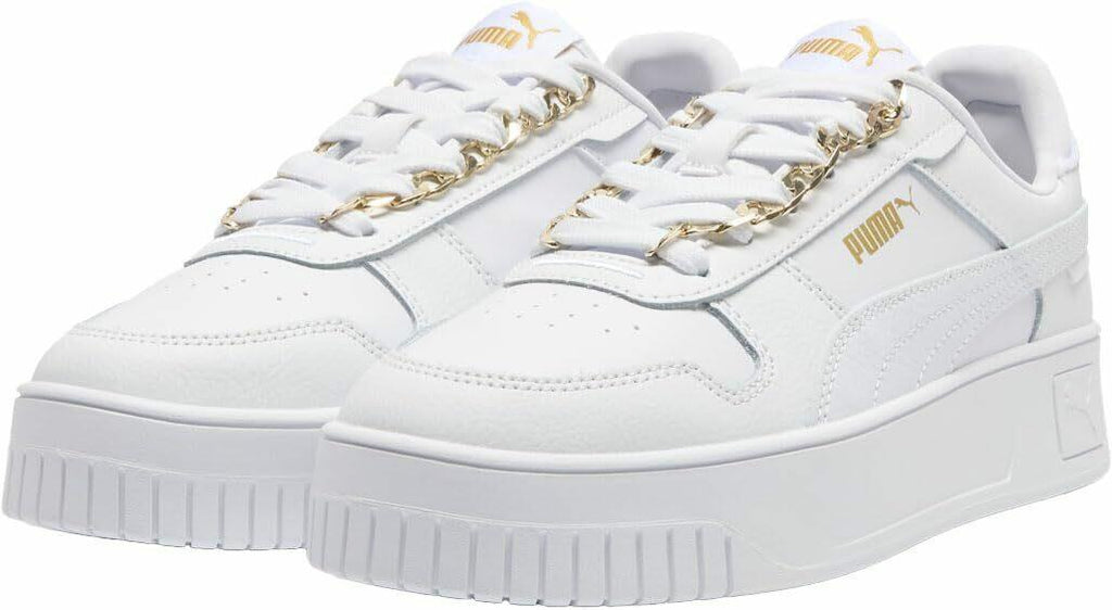 PUMA Women's Carina Street Shoes Sneaker, White-White-Metallic Gold, 9