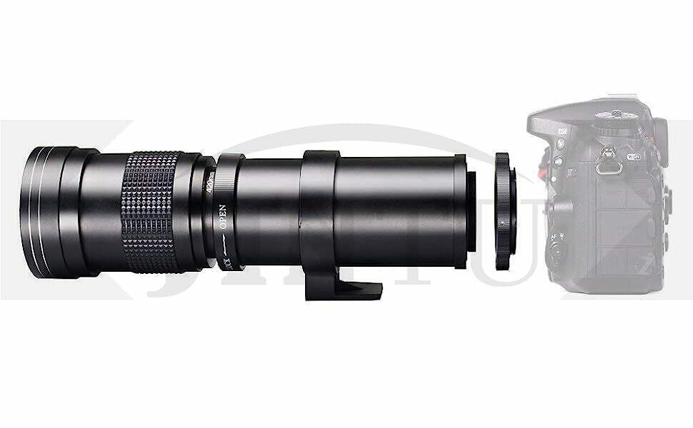 JINTU 420-800mm f/ 8.3 Manual Telephoto Zoom Lens + T-Mount for Canon EOS Rebel