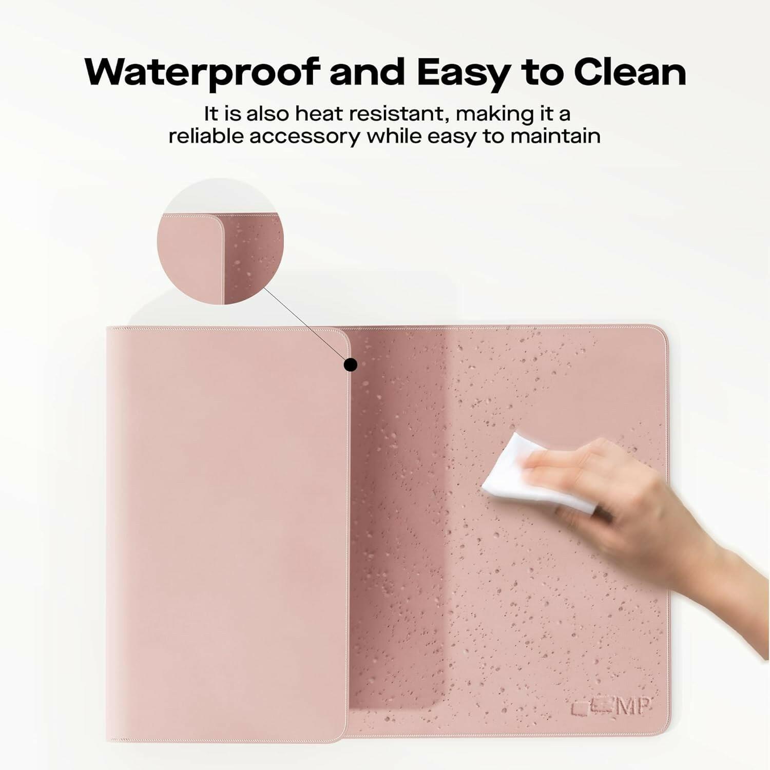 Mobile Pixels Large Desk Mat 31.5" x 15.75" Coral Pink PU Leather Non-Slip