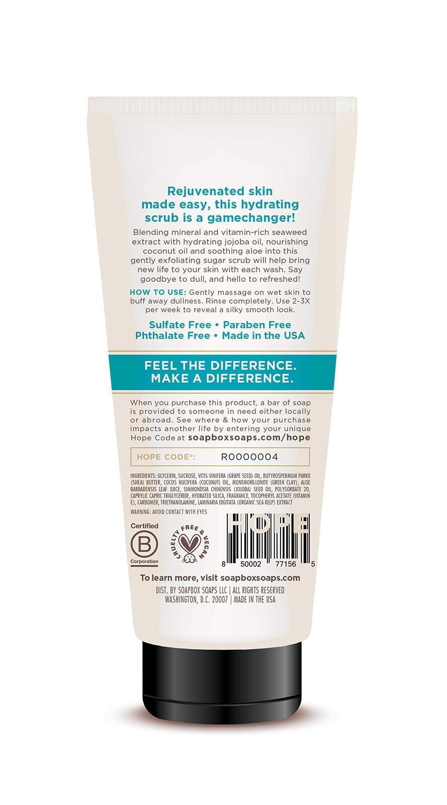 Soapbox Gentle Exfoliating Body Scrub ? Sea Minerals & Blue Iris ? 6oz ?