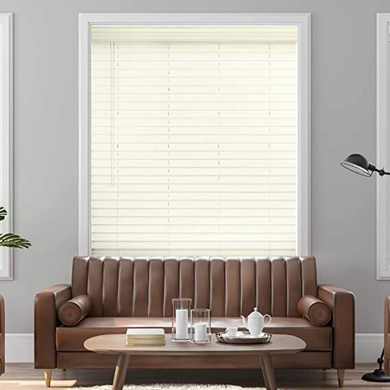 LOTUS & WINDOWARE Cordless 2-inchFaux Wood Blind 63" Wide x 36" Long,(Soft