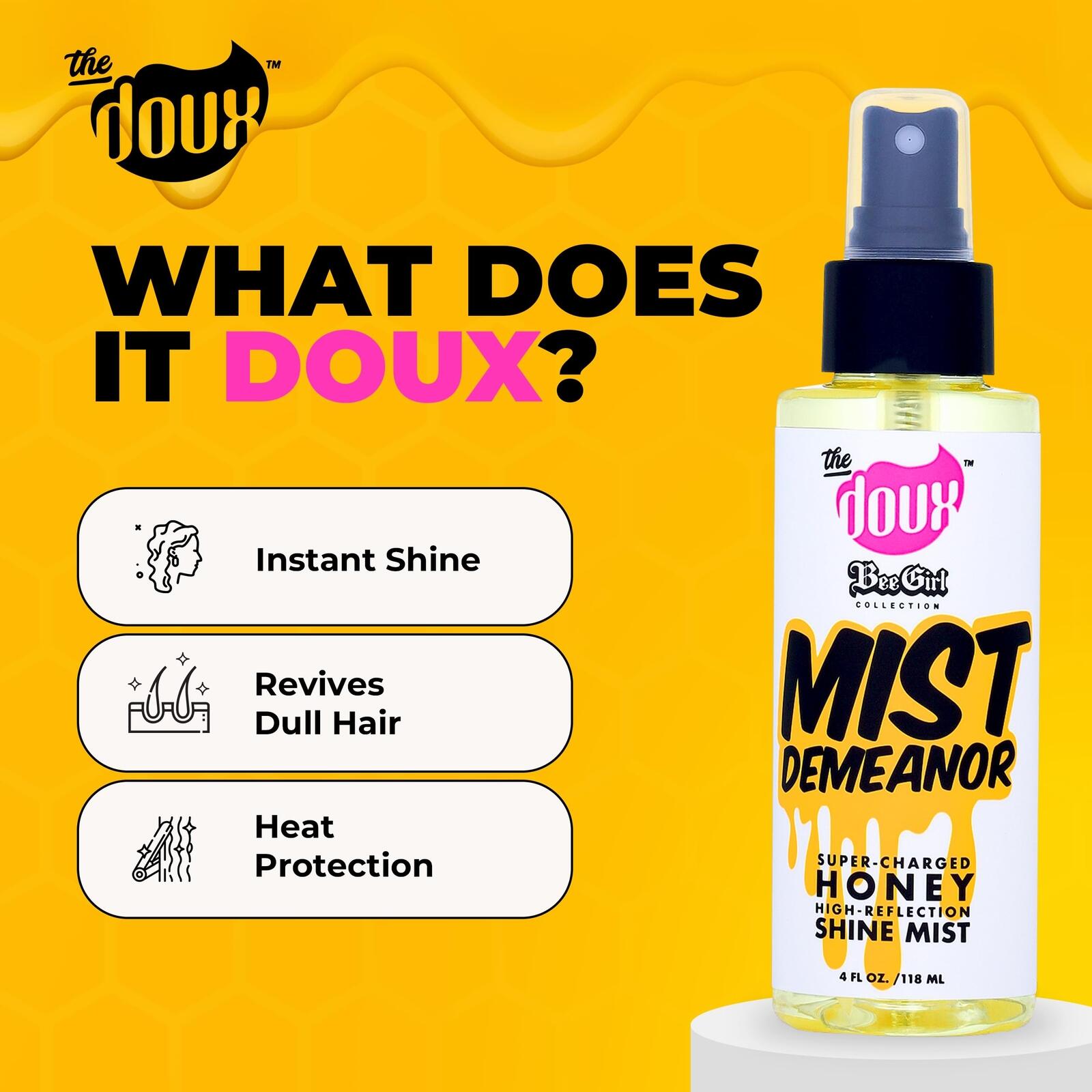 The Doux - MIST DEMEANOR Honey Shine Mist - Hair Mist for Shine - Resists