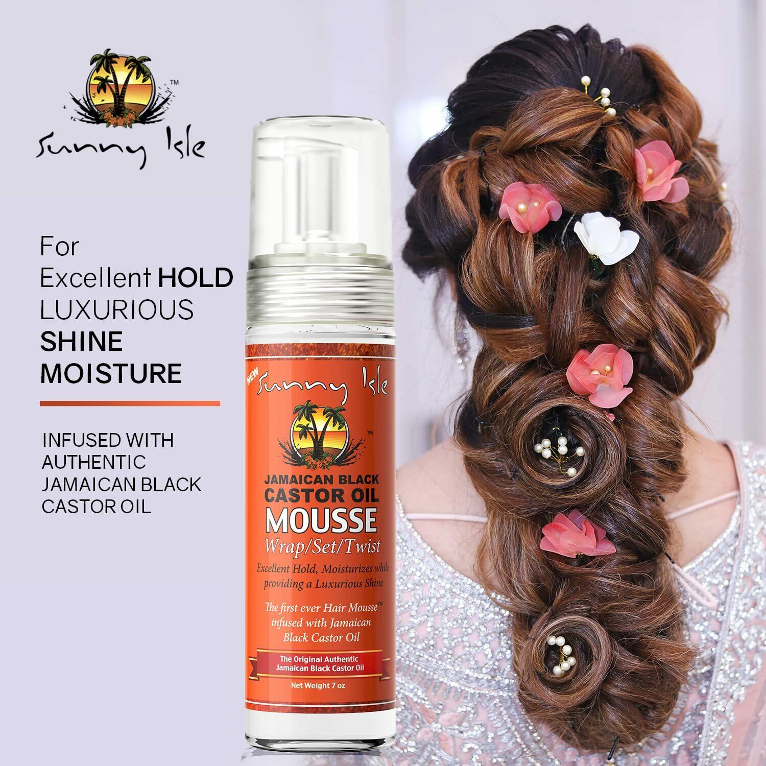 Sunny Isle Jamaican Black Castor Oil Mousse Wrap Set Twist 7oz | Excellent Hold,