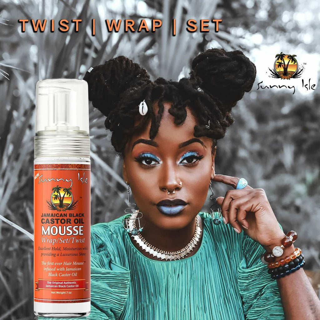Sunny Isle Jamaican Black Castor Oil Mousse Wrap Set Twist 7oz | Excellent Hold,